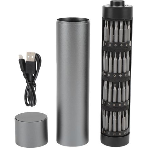 Jeu de tournevis électriques 62 en 1 avec 60 embouts précis LED organique pour téléphone portable réparation de montre boîte noire grise