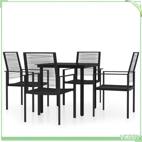 Ensemble de salle à manger de jardin - FAFEICY - 3099198 - Noir - Table verre 80x80 cm - Rotin PVC résistant à l'eau (1/5)
