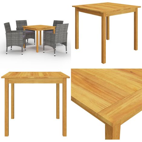 Set Mobili da Pranzo per Giardino 5 pz Grigio - Tavolo da pranzo in legno - Sedie da giardino
