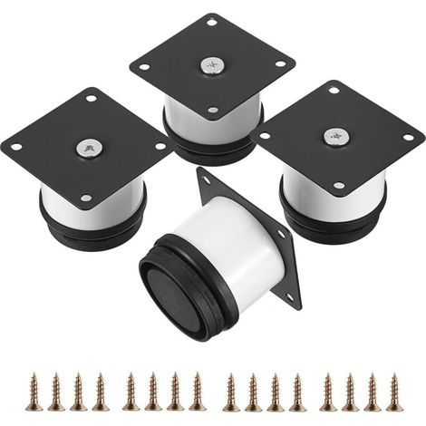 Lot de 4 Pieds de Meuble Acier Inoxydable 5,1 cm Réglables Blanc Ronds pour Bureau Canapé Armoire (1/4)