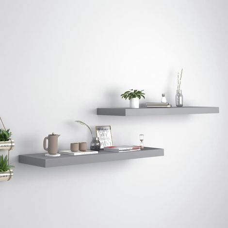 Estantes flotantes de pared 2 uds MDF gris 80x23,5x3,8 cm vidaXL