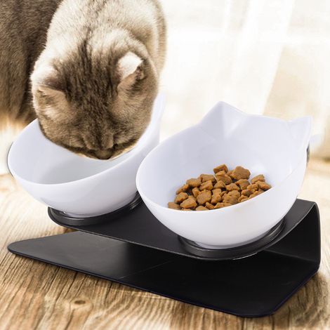15° Tilted Elevated Feeder with Double Cat Bowls (1/5)
