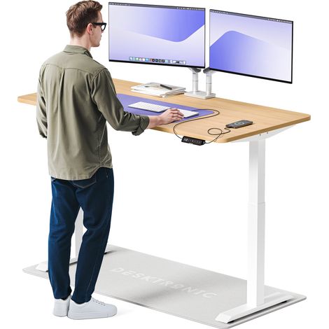 Desktronic Bureau assis debout HomeOne - 160x80cm - Blanc/Chêne
