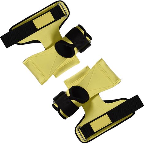 Gants de musculation avec support de poignet, protection pleine paume pour hommes et femmes, entraînement fitness tractions, jaune (1/5)