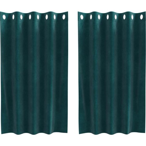 Rideaux occultants 2 pcs Vert foncé 140 x 140 cm Velours