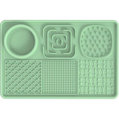 Tapis à lécher en silicone à alimentation lente pour chats et chiens, design antidérapant, facile à rincer et à nettoyer (vert) (1/5)