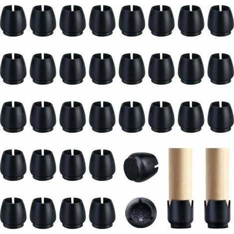12-16mm Protection pour Meubles, 80 Pièces Silicone Noir Embout de Chaise pour Les Jambes Rondes de Chaise (1/5)