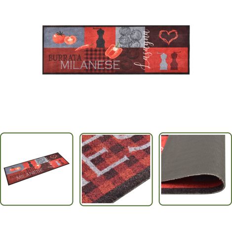 The Living Store Tapis de cuisine lavable Tomates 60x300 cm - Tapis De Cuisine - Tapis Absorbant - Tapis Décoratif - Tapis Entrée - Tapis Salle À Manger (1/5)