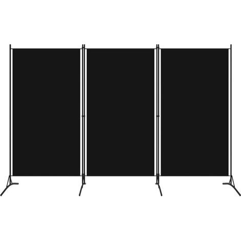 Paravent 3 panneaux noir 260 x 180 cm, avec pieds larges, cloison autoportante pour séparation de pièces, noir (1/5)