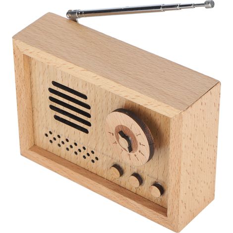 Boîte à musique en bois de hêtre en forme de radio, jouet de décoration créatif, cadeau d'anniversaire pour enfants, artisanat