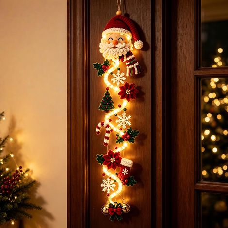 Décoration de porte de Noël lumineuse avec éclairage chaleureux  décoration verticale pour intérieur et extérieur (porte d'entrée, porche, fenêtre, mur, manteau de cheminée).