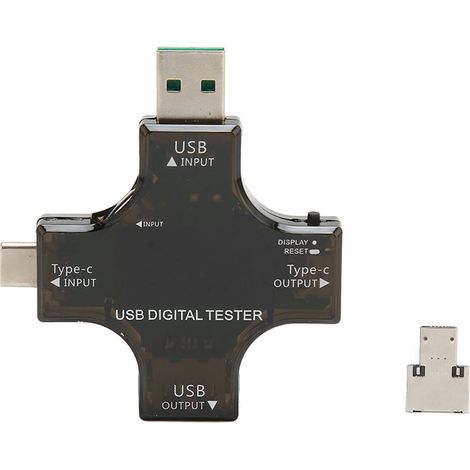 Digitaler USB-C-Tester mit LCD-Display, hochpräzise Spannungs- und Strommessung (3,6–32 V, 0–5,1 A), kompatibel mit USB Typ C und Micro-USB, brillante Farbdarstellung (1/5)