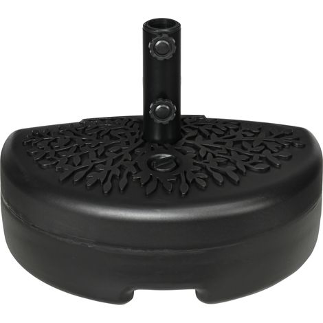 Base per Ombrellone Semicircolare Riempibile con Sabbia o Acqua per Pali 38-48mm, Nero