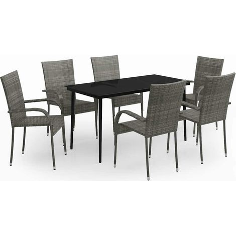 Maison Exclusive - Ensemble à manger de jardin 7 pcs Gris et noir (1/5)
