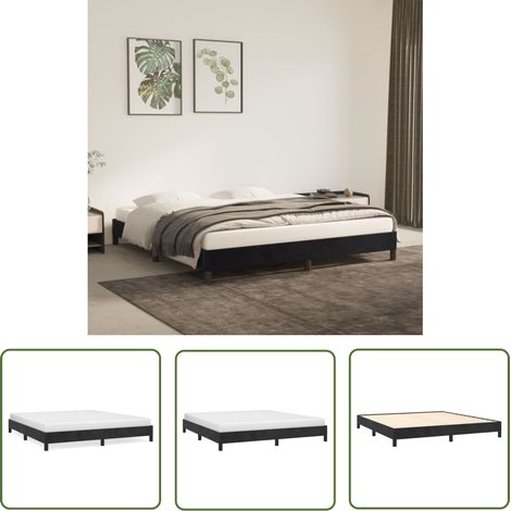 The Living Store Bettgestell ohne Matratze Schwarz 180x200 cm Samt - Samtbettwäsche - Doppelbett - Boxspringbett - Bettrahmen Schwarz - Bettgestell (1/5)