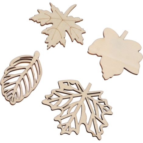 Copeaux de bois sculptés en forme de feuilles : Quatre ensembles variés de copeaux de bois décoratifs en forme de feuilles d'érable, à creuser soi-même, pour la création de décorations de Noël (1/5)