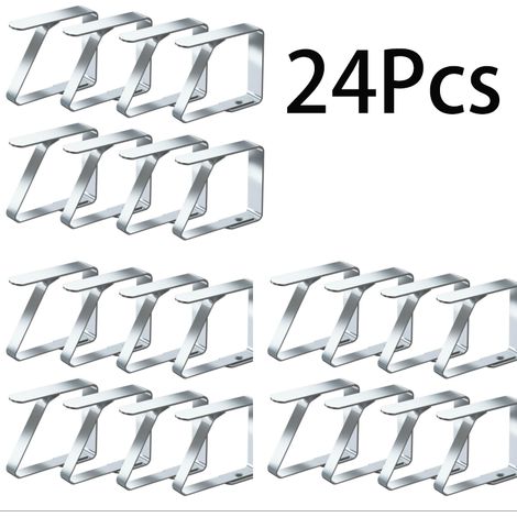 Pinces À Nappe - Ensemble De 24 Pièces - Acier Inoxydable - Dimensions 5 cm x 4 cm - Pour Tables Jusqu'à 3 cm D'épaisseur - Anti-glissement (1/5)