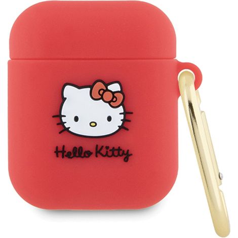 Custodia per AirPods 1/2 Gen Hello Kitty in silicone 3D a forma di testa di gatto (fucsia) ( (1/3)