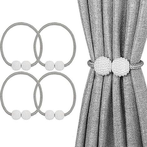 Set mit 4 magnetischen Vorhanghaltern, ideal zur Dekoration von Zuhause, Büro oder Hotel – Grau