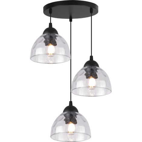 Suspension Venise à 3 lampes, abat-jour transparents E27 (1/5)