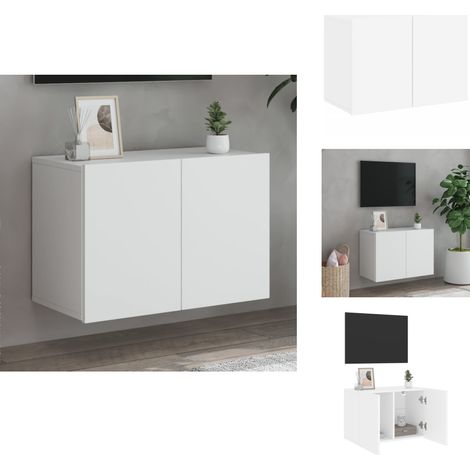 The Living Store Meuble TV mural blanc 60x30x41 cm - Armoire média (1/5)
