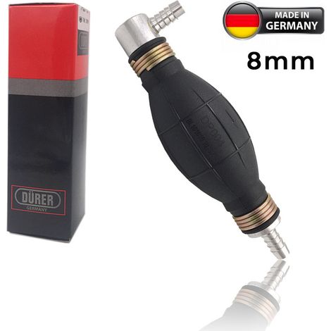 Pompette entrée coudée Poire d'amorcage Carburant 8mm à clapet Durer