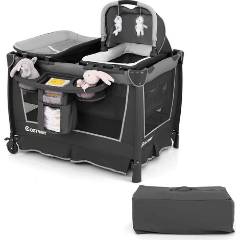 5-in-1 Toddlers Portable Travel Cot Baby Playard Convertible Playpen (1/5)