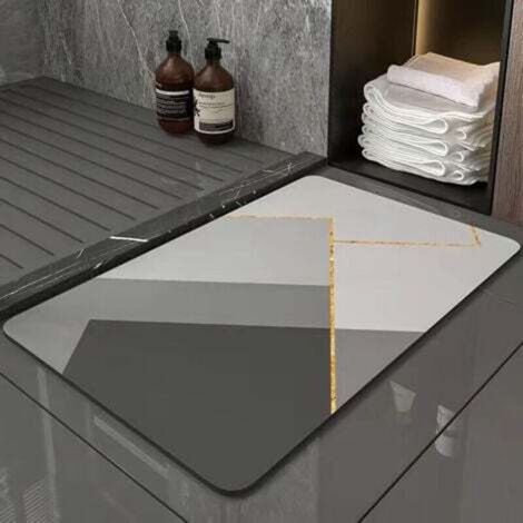 Tappetino da bagno antiscivolo e assorbente, in microfibra di diatomite, morbido, ad asciugatura rapida, grigio, 40×60 cm -