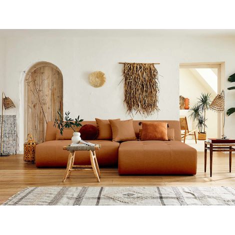 Lisa Design – Canapé modulable d'angle réversible 4 places – Revêtement tissu 100% polyester – Dimensions L 240 x H 75 x P 167 cm – Confort mousse polyuréthane (1/5)