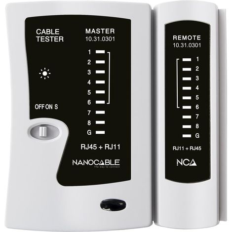 Automatischer Kabeltester – 1 Stück – Robustes Kunststoffgehäuse – Prüft RJ11-, RJ12- und RJ45-Stecker – Für Elektriker und IT-Techniker – Kompakt und tragbar (1/5)