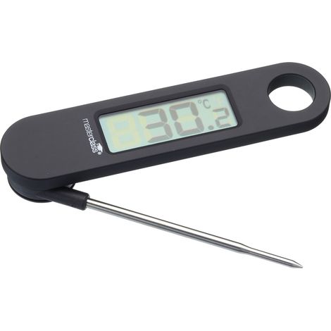 MasterClass Termómetro digital para carne con sonda plegable, negro