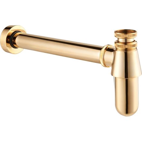 Deva 1 1/4 Inch Bottle Trap with Wall Extension - Gold (1/2)