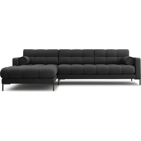 Canapé d'angle gauche 5 places en tissu structurel gris foncé (1/5)
