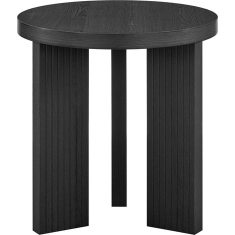 Table d'appoint ronde noire en MDF, bout de canapé compact avec plateau de rangement, table de chevet moderne à relief rainuré pour salon, chambre – CHICFURN (1/5)
