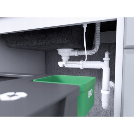 Siphon de 3,5 po avec trop-plein et bouchon pour évier à cuve unique peu encombrant (1/2)