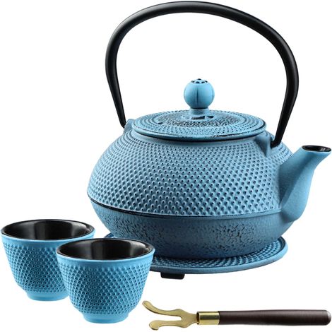 KADAX Japanische Teekanne, 850ml Gusseiserner Kessel, 15cm Kanne mit Netzfilter und robustem Griff, (1/5)