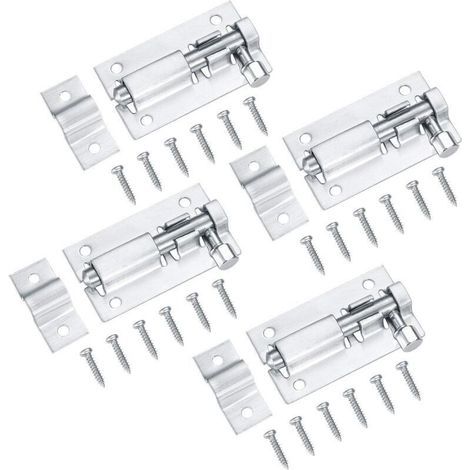 4-teiliges Türschloss-Set, Schiebetürriegel, Schiebetürverriegelung, Türschloss, Türriegelbolzen, Edelstahlbolzen für Schlafzimmer/Toilette – 2 Zoll (1/4)