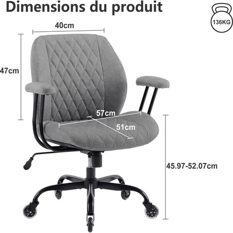 Silla de oficina ergonómica moderna, de cuero gris con soporte lumbar, altura regulable, base giratoria, reposabrazos, para oficina, videojuegos, lectura y descanso. (1/5)