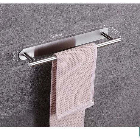 Toallero de pared de 40 cm - Acero inoxidable - Barra de toalla apta para baño o cocina - Resistente adhesivo 3M (1/4)