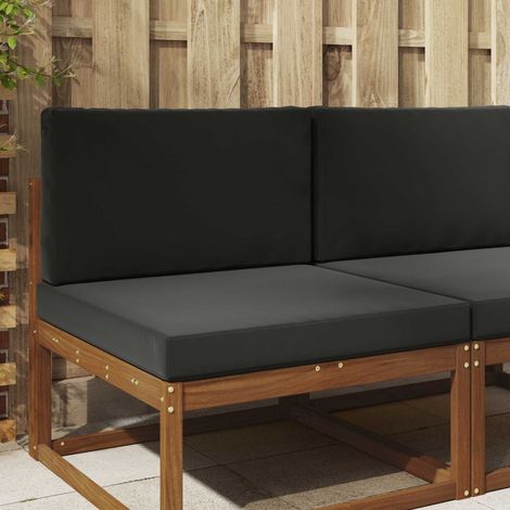 Cojín para sofá de exterior 2 pcs Negro Poliéster