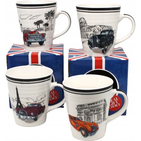 Taza de porcelana con motivo de ciudad y coche. (1/5)