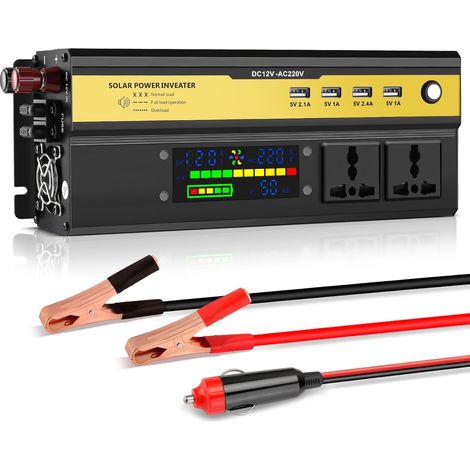 Inversor para coche 1000W CC 12V/CA 240V 2xCA UE 4xUSB 5V/2.4A (1/5)