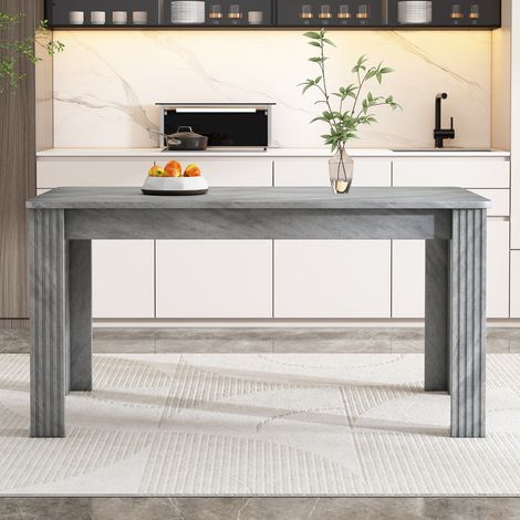 Table à manger extensible 100-180x90x75 cm chêne effet béton, 4 pieds robustes, style contemporain (1/5)