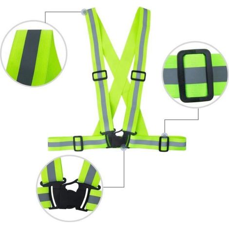 Gilet De Sécurité - Réfléchissant - Réglable - Élastique - Vert - Unité (1/4)