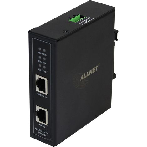 Inyector PoE allnet 90W carcasa metálica 110x98x31 mm