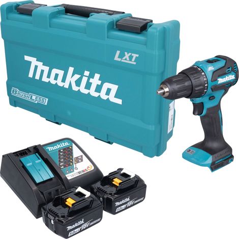Taladro atornillador de percusión a batería Makita DHP 490 RTK, 18 V, 65 Nm, sin escobillas + 2 baterías de 5,0 Ah + cargador + maletín (1/5)