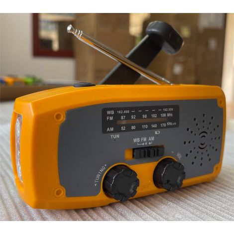 NOAA-Notfallradio mit Wetterwarnung – Tragbares AM/FM-Kurzwellenradio mit 2000-mAh-Akku, LED-Taschenlampe, USB-Powerbank und SOS-Alarmfunktion für Camping und Unwetter