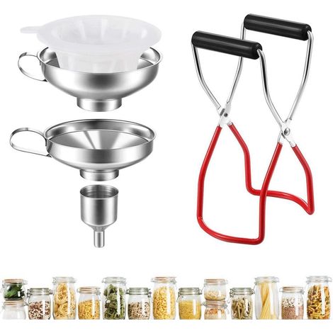 Edelstahl Trichter Set mit Einmachgläser Heber und 300 Mesh Filter (1/5)