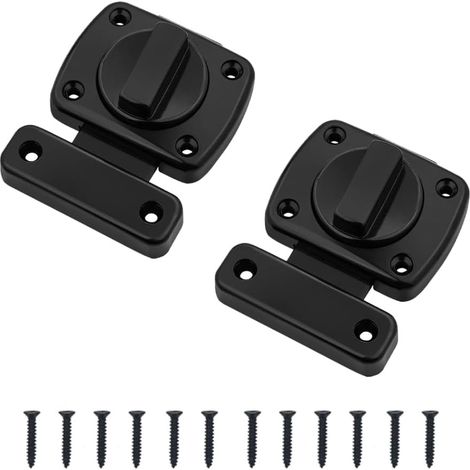 2-piece interior door lock set in zinc alloy with 6 screws for home, bathroom, bedroom, and toilet security, Petit Loquet Black (1/5)