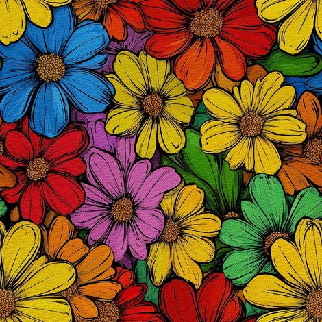 Outdoor dekostoffe oxford - Motiv Bunte Blumen DX18053 (1/5)